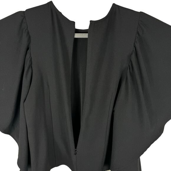 Leith Black Short Batwing Sleeve Round Neck Stretchy Blouse Size S - Picture 3 of 6